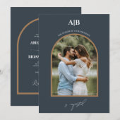 ボホシッ結婚クのモダンアーチミニマ結婚リストI 招待状 (正面/裏面)