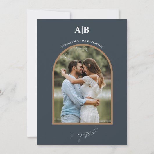 ボホシッ結婚クのモダンアーチミニマ結婚リストI 招待状 (正面)