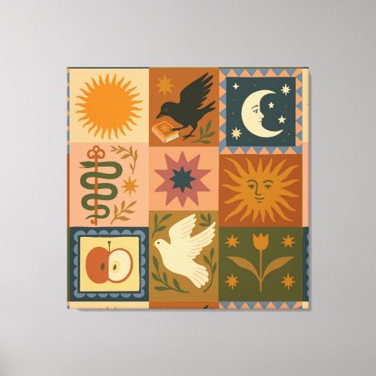 ボホシテリア | レトロサン&ムーン キャンバスプリント (正面)