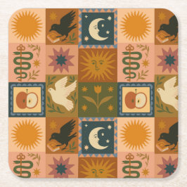 ボホシテリア | レトロサン&ムーン スクエアペーパーコースター