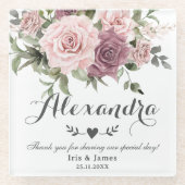 ボホシナモンバラ赤面ピンクフローラ結婚ズ ガラスコースター (正面)