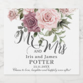 ボホシナモンバラ赤面ピンクフローラ結婚ズ スパークリングワインラベル (シングルラベル)