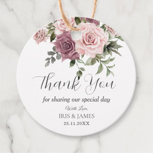 ボホシナモンバラ赤面ピンクフローラ結婚ズ フェイバータグ (正面)