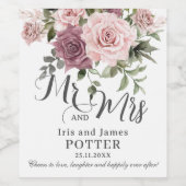 ボホシナモンバラ赤面ピンクフローラ結婚ズ ワインラベル (シングルラベル)