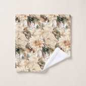 ボホシャンパン金ゴールドアイボリークリームベージュタンフローラ バスタオルセット (ウォッシュタオル)