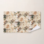 ボホシャンパン金ゴールドアイボリークリームベージュタンフローラ バスタオルセット (ハンドタオル)