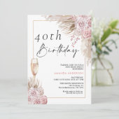 ボホシルクバラパンパスグラス誕生日招待状 招待状 (スタンド正面)