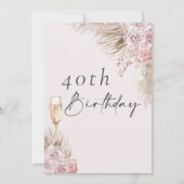 ボホシルクバラパンパスグラス誕生日招待状 招待状 (裏面)