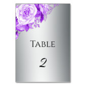 ボホシルバーとパープルのバラ結婚ズ テーブルナンバー (正面)