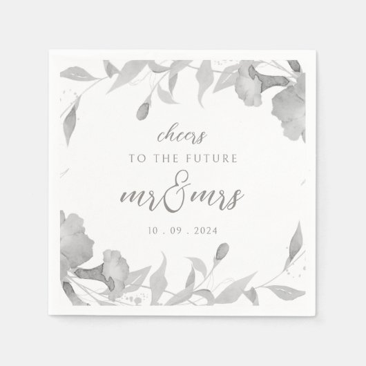 ボホシルバーデコルフローラウェディングパーティナプキンス スタンダードカクテルナプキン (正面)