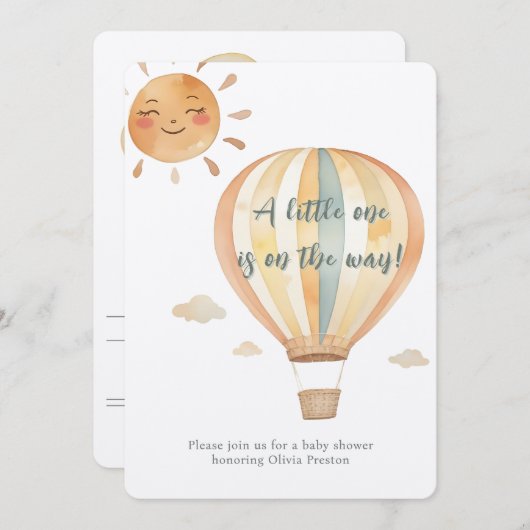 ボホシンプルウェルカムリトルワンシャワー 招待状 (正面/裏面)