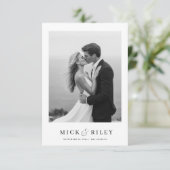 ボホシンプルエレガント文字と写真結婚ズ セーブザデート (スタンド正面)