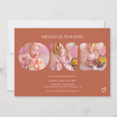 ボホシンプルテラコッタ3枚の写真1歳の誕生日 招待状 (正面)