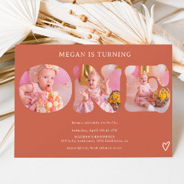 ボホシンプルテラコッタ3枚の写真1歳の誕生日 招待状