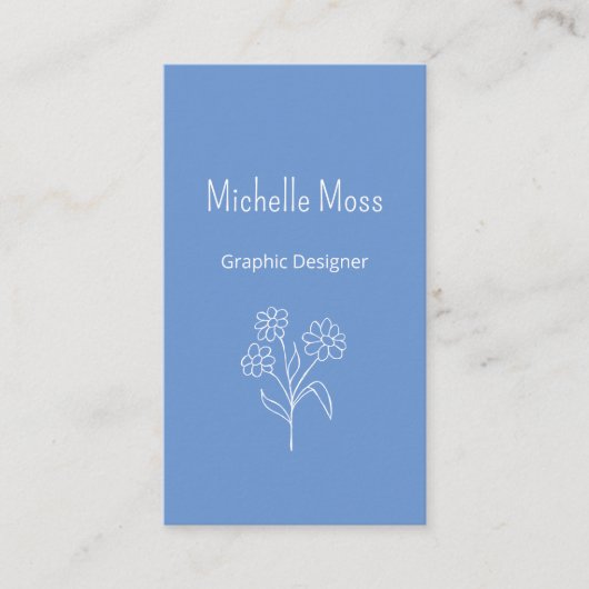 ボホシンプルデイジーQRコードグラフィックデザイナー青 名刺 (正面)