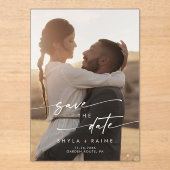 ボホシンプルフォトアクリル婚礼のデートを保存 アクリル招待状 (正面)