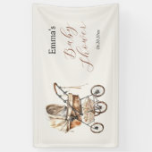 ボホシンプルフローラニュートラルベビーシャワー 横断幕 (縦)