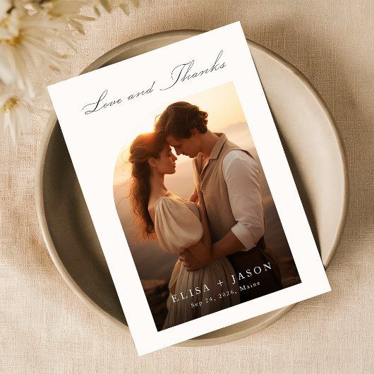 ボホシンプルモダンフォト結婚ズ サンキューカード