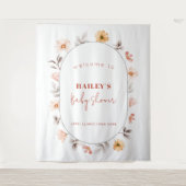 ボホシンプルワイルドフラワーフレームウェルカムベビーシャワー タペストリー (正面)