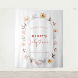 ボホシンプルワイルドフラワーフレームウェルカムベビーシャワー タペストリー