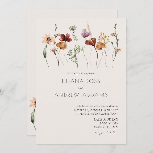 ボホシンプル結婚式招待状 招待状 (正面/裏面)