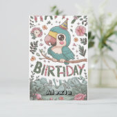 ボホシンプル誕生日オウム カード (スタンド正面)