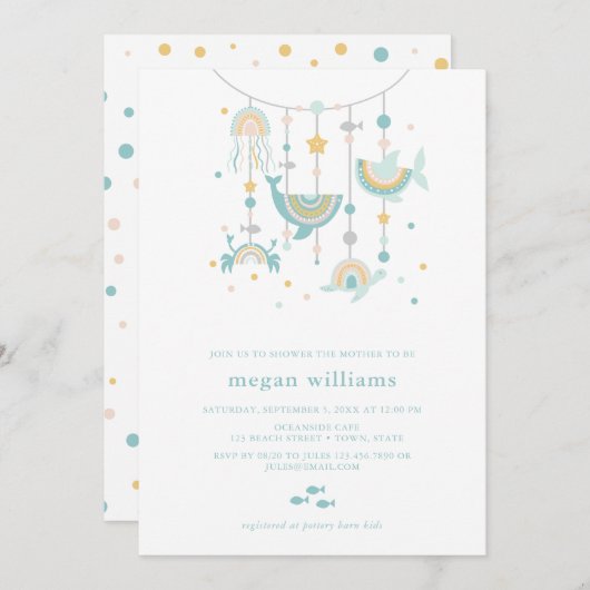 ボホシーアニマルベビーシャワー招待状 招待状 (正面/裏面)