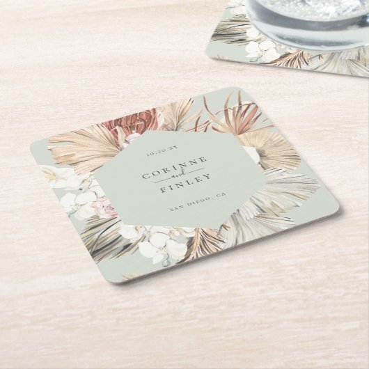 ボホシ素朴ックスクエアパーソナライズされた紙コースター スクエアペーパーコースター (アングル)