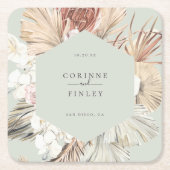 ボホシ素朴ックスクエアパーソナライズされた紙コースター スクエアペーパーコースター (正面)