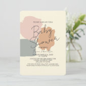 ボホジェンダーピンク赤面グレーニュートラルベビーシャワー 招待状 (スタンド正面)