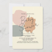 ボホジェンダーピンク赤面グレーニュートラルベビーシャワー 招待状 (正面)