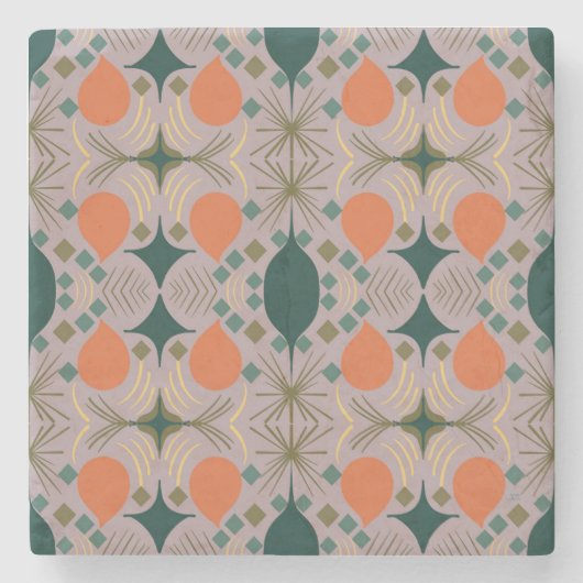 ボホジオメトリックダイヤモンドパープル ストーンコースター (正面)