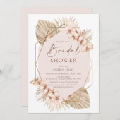 ボホジオメトリック赤面フローラパームブライダルシャワー 招待状 (正面/裏面)