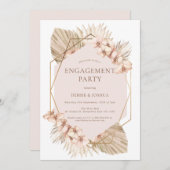 ボホジオメトリック赤面フローラパーム婚約 招待状 (正面/裏面)