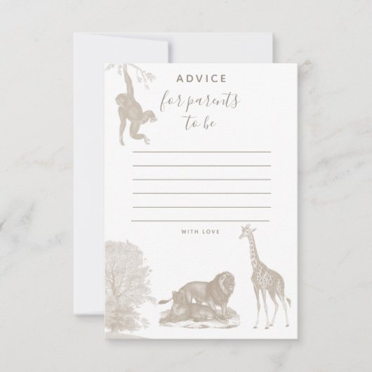 ボホジャングルアニマルサファリベイビーシャワーアドバイスカード サンキューカード (正面)