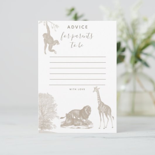 ボホジャングルアニマルサファリベイビーシャワーアドバイスカード サンキューカード (スタンド正面)