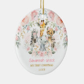 ボホジャングルアニマルズピンクフローラベビー1stクリスマス セラミックオーナメント (右)