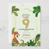 ボホジャングルサファリアニマルタイガージオメトリック誕生日 招待状 (正面)