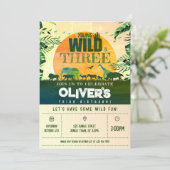 ボホジャングルサファリアニマルヤングワイルド&3誕生日 招待状 (スタンド正面)