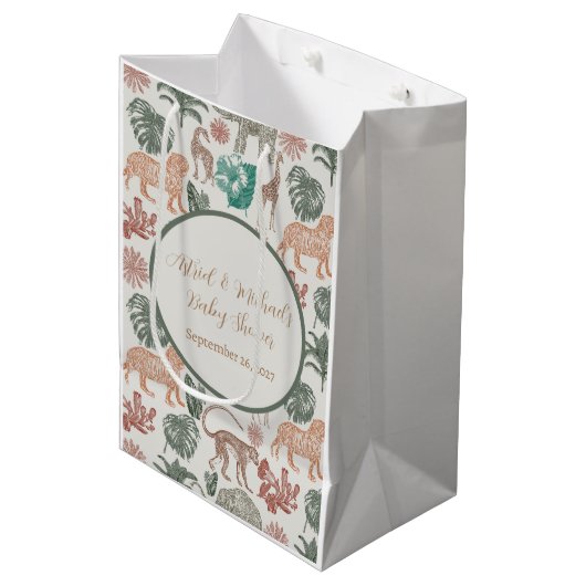 ボホジャングルサファリベイビーシャワー ミディアムペーパーバッグ (正面アングル)