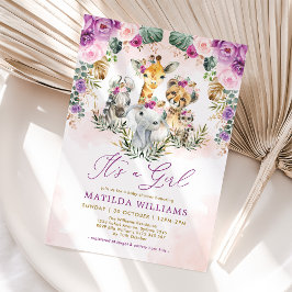 ボホジャングルサファリワイルドアニマルガールベビーシャワー 招待状