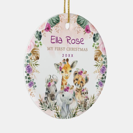 ボホジャングルサファリワイルドアニマルズベビー1stクリスマス セラミックオーナメント (右)