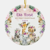 ボホジャングルサファリワイルドアニマルズベビー1stクリスマス セラミックオーナメント (正面)