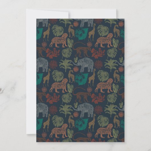 ボホジャングルサファリ男の赤ちゃん誕生のお知らせ 招待状 (裏面)