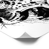 ボホジャングルブラックアンドホワイトヴィンテージラブリーヒョウ ポスター (角)