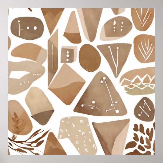 ボホジャングルリーフボタニカルアートシンプルスタイルモダン ポスター (正面)