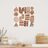 ボホジャングルリーフボタニカルアートシンプルスタイルモダン ポスター (キッチン)