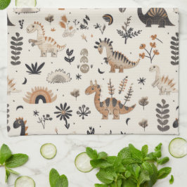 ボホジャングル恐竜のパターン キッチンタオル