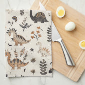 ボホジャングル恐竜のパターン キッチンタオル (四つ折り)