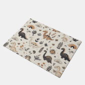 ボホジャングル恐竜のパターン ドアマット (アングル)